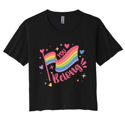 You Belong Lgbtq Ally Pride Women's Crop Top Tee