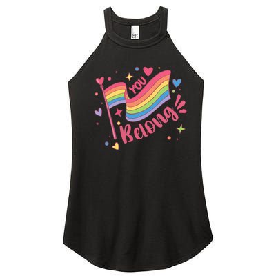 You Belong Lgbtq Ally Pride Women's Perfect Tri Rocker Tank