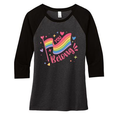 You Belong Lgbtq Ally Pride Women's Tri-Blend 3/4-Sleeve Raglan Shirt