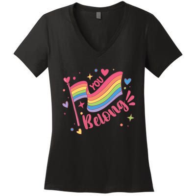 You Belong Lgbtq Ally Pride Women's V-Neck T-Shirt