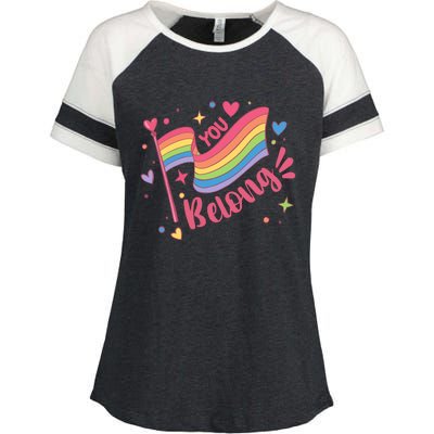 You Belong Lgbtq Ally Pride Enza Ladies Jersey Colorblock Tee