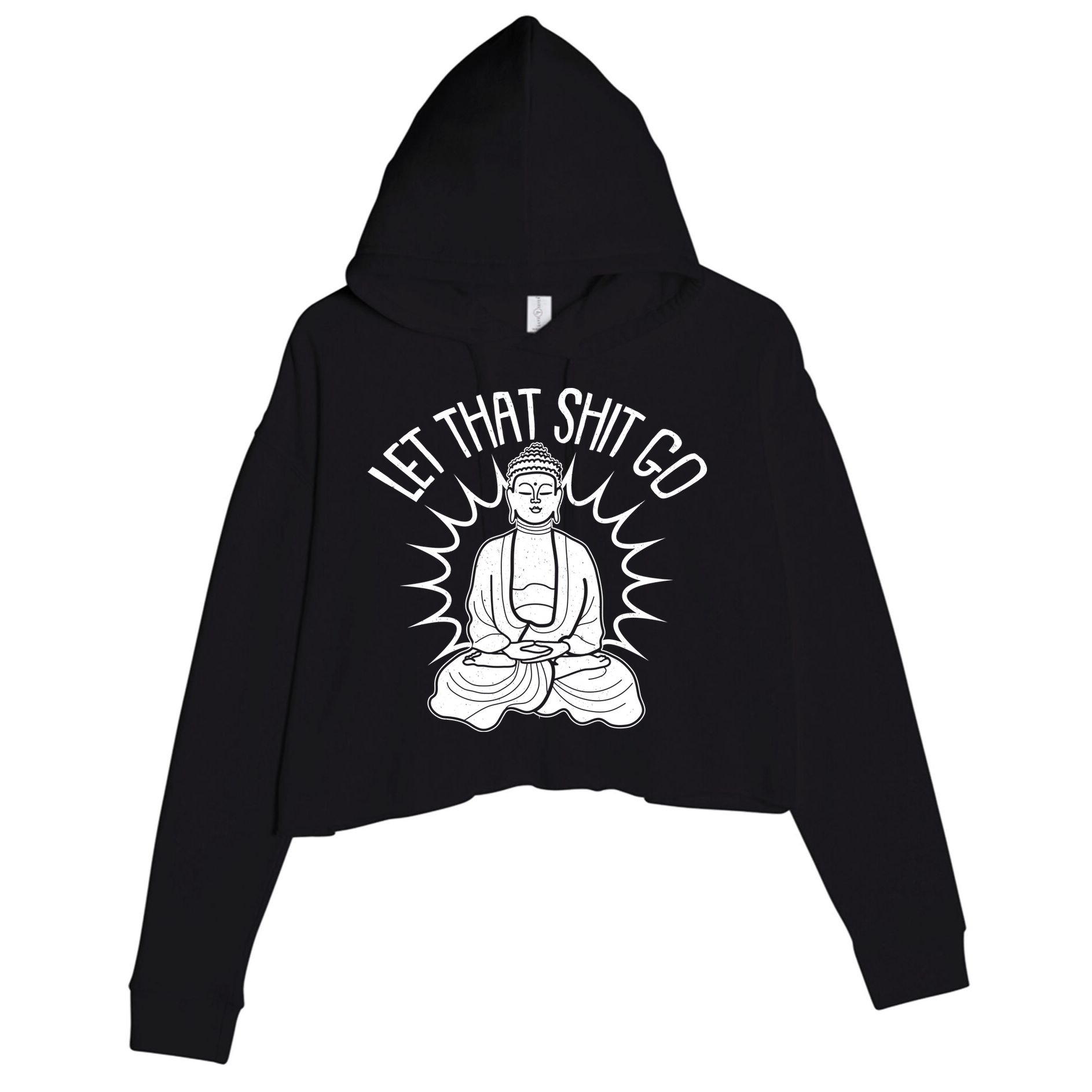 Yoga Buddha Let That Shit Go Crop Fleece Hoodie