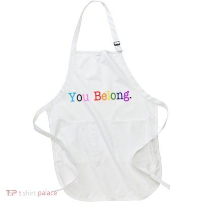 You Belong LGBTQ Colorful Gay Pride Full-Length Apron With Pockets