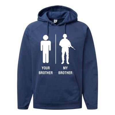 Your Brother My Brother Funny Soldier Military Performance Fleece Hoodie