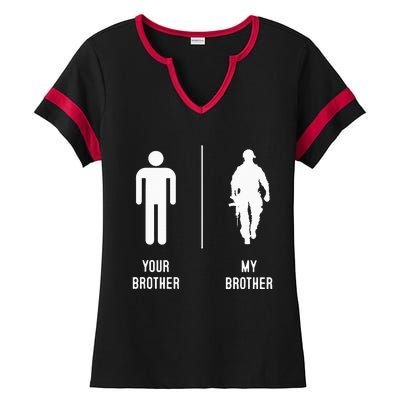 Your Brother My Brother Proud Army Family Military Ladies Halftime Notch Neck Tee