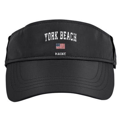 York Beach Maine Me Vintage American Flag Sports Design Adult Drive Performance Visor