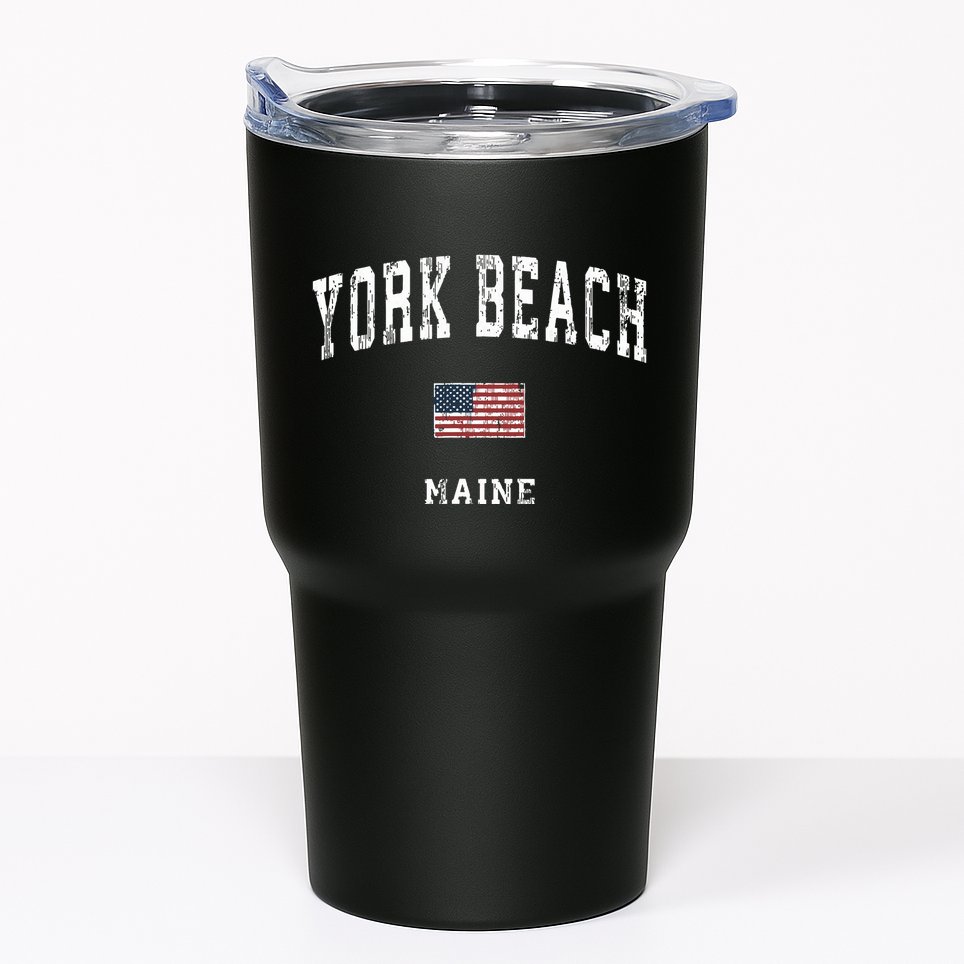 York Beach Maine Me Vintage American Flag Sports Design Tumbler
