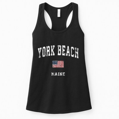 York Beach Maine Me Vintage American Flag Sports Design Womens Tank Top
