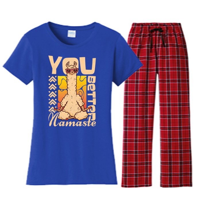 You Better Namaste Yoga Alpaca Lama Cute Gift Women's Flannel Pajama Set