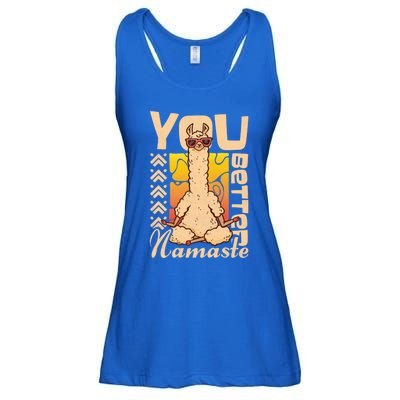 You Better Namaste Yoga Alpaca Lama Cute Gift Ladies Essential Flowy Tank