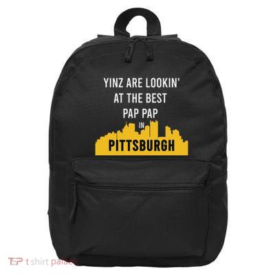 Yinz Best Pap Pap Pittsburgh Father Grandfather Black Small Modern Lightweight 16 in Basic Backpack