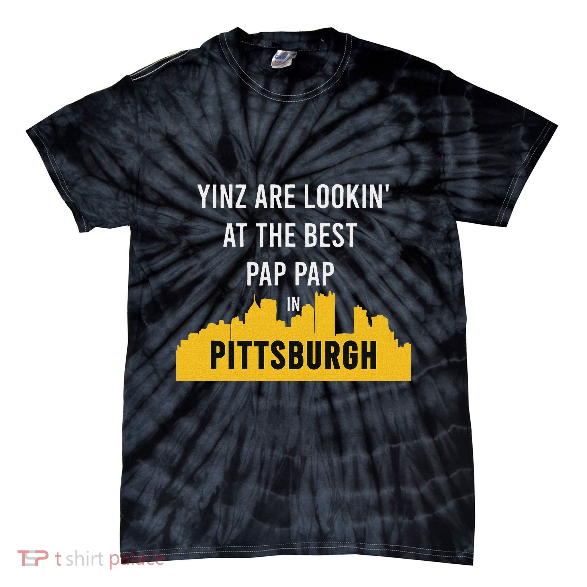 Yinz Best Pap Pap Pittsburgh Father Grandfather Black Small Modern Lightweight Tie-Dye T-Shirt