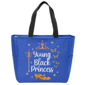 Young Black Princess Afro Natural Hair Black Girl Juneteenth Gift Zip Tote Bag