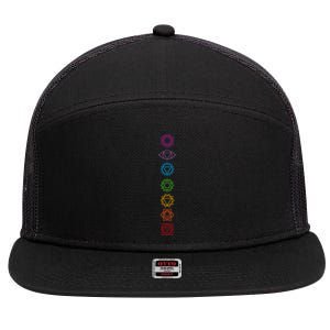 Yogi Back Print Chakras Aligned Yoga Lover Gift 7 Panel Mesh Trucker Snapback Hat