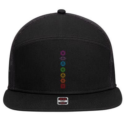 Yogi Back Print Chakras Aligned Yoga Lover Gift 7 Panel Mesh Trucker Snapback Hat