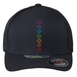 Yogi Back Print Chakras Aligned Yoga Lover Gift Flexfit Unipanel Trucker Cap