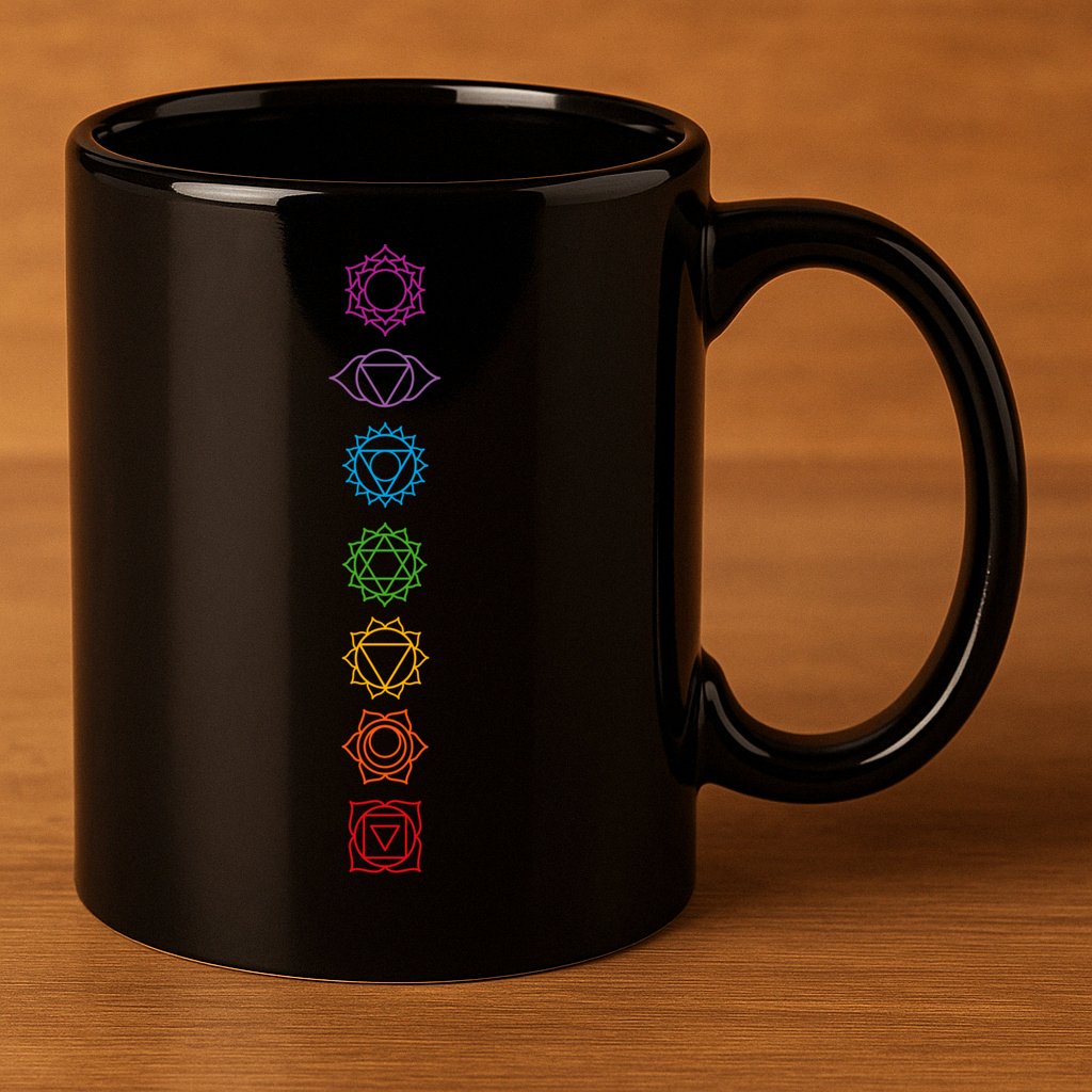 Yogi Back Print Chakras Aligned Yoga Lover Gift 11oz C Handle Ceramic Mug