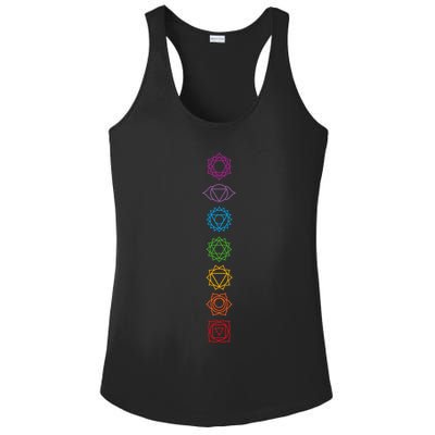 Yogi Back Print Chakras Aligned Yoga Lover Gift Ladies PosiCharge Competitor Racerback Tank
