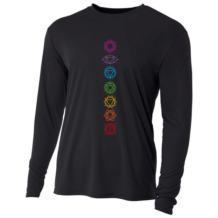 Yogi Back Print Chakras Aligned Yoga Lover Gift Cooling Performance Long Sleeve Crew