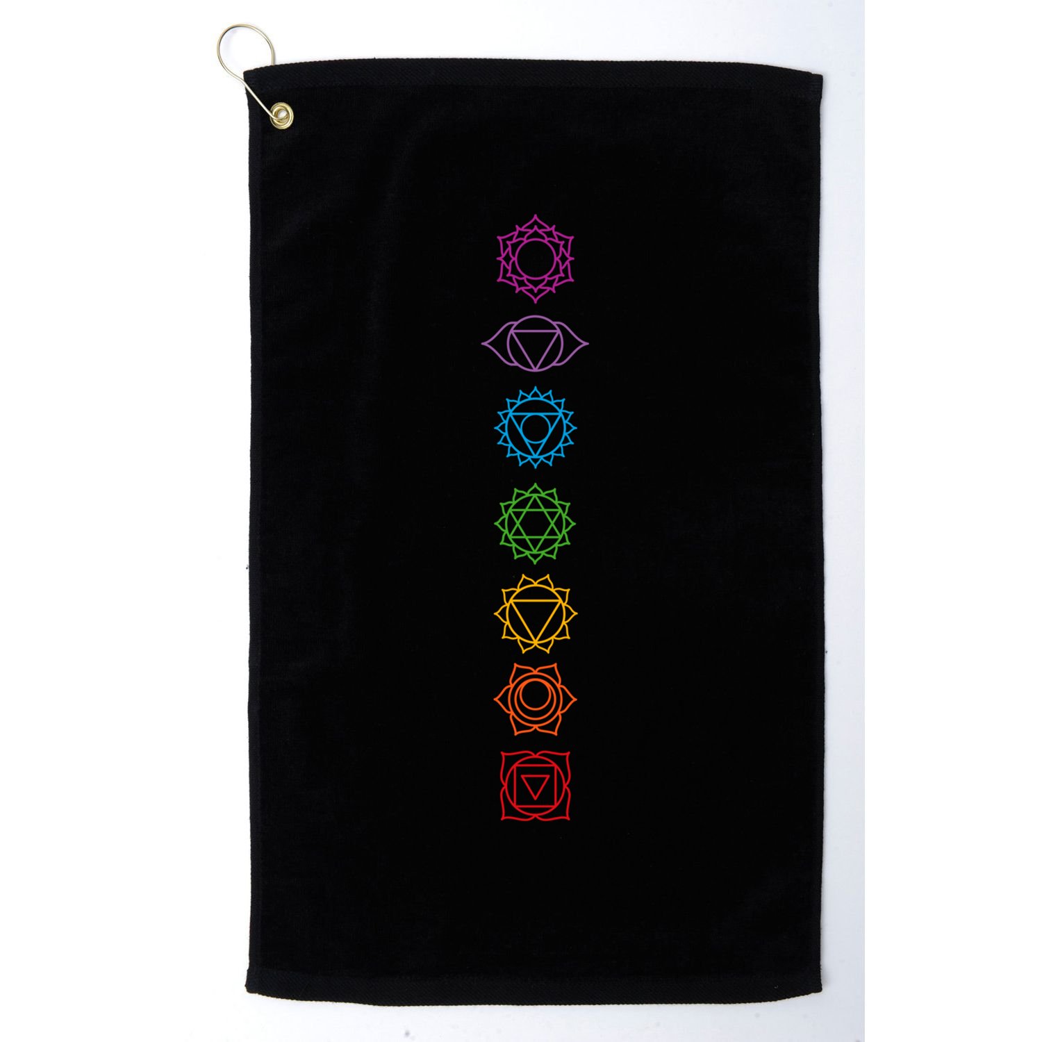 Yogi Back Print Chakras Aligned Yoga Lover Gift Golf Towel