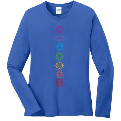 Yogi Back Print Chakras Aligned Yoga Lover Gift Ladies Long Sleeve Shirt