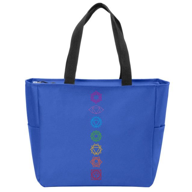 Yogi Back Print Chakras Aligned Yoga Lover Gift Zip Tote Bag