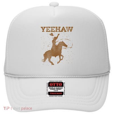 Yeehaw Bull Riding Texas Funny Western Cowboy Gift Cowboy High Crown Mesh Back Trucker Hat