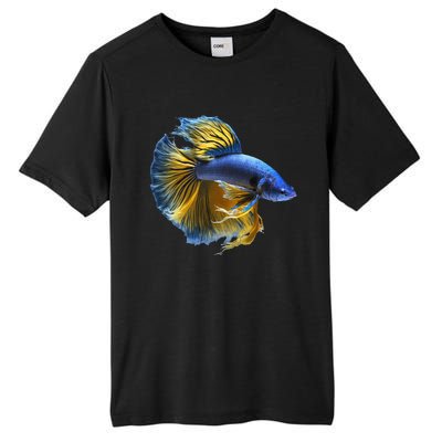 Yellow & Blue Siamese Fighting Betta Fish Aquarium Owner Tall Fusion ChromaSoft Performance T-Shirt