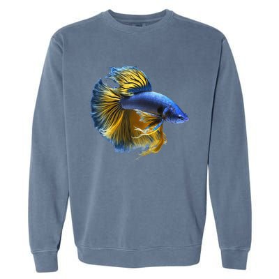 Yellow & Blue Siamese Fighting Betta Fish Aquarium Owner Garment-Dyed Sweatshirt