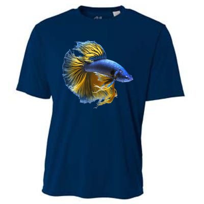 Yellow & Blue Siamese Fighting Betta Fish Aquarium Owner Cooling Performance Crew T-Shirt