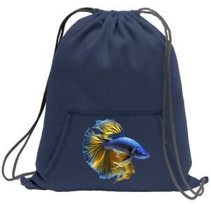 Yellow & Blue Siamese Fighting Betta Fish Aquarium Owner Sweatshirt Cinch Pack Bag