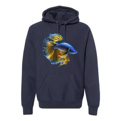 Yellow & Blue Siamese Fighting Betta Fish Aquarium Owner Premium Hoodie