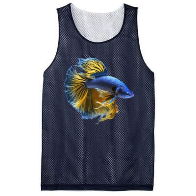 Yellow & Blue Siamese Fighting Betta Fish Aquarium Owner Mesh Reversible Basketball Jersey Tank