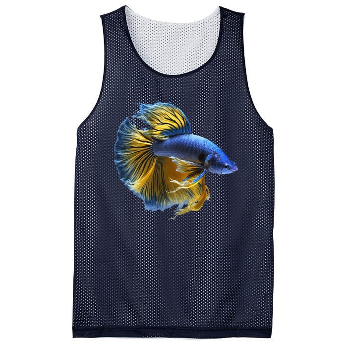 Yellow & Blue Siamese Fighting Betta Fish Aquarium Owner Mesh Reversible Basketball Jersey Tank