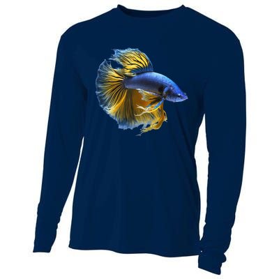 Yellow & Blue Siamese Fighting Betta Fish Aquarium Owner Cooling Performance Long Sleeve Crew