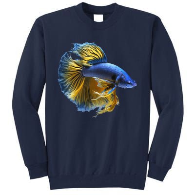 Yellow & Blue Siamese Fighting Betta Fish Aquarium Owner Tall Sweatshirt