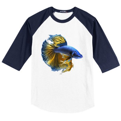 Yellow & Blue Siamese Fighting Betta Fish Aquarium Owner Baseball Sleeve Shirt