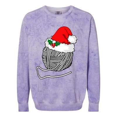 Yarn Ball Santa Knitting Christmas Xmas Hat Colorblast Crewneck Sweatshirt