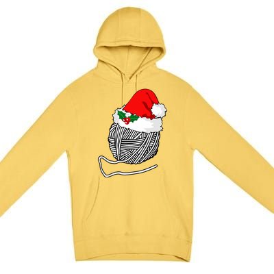 Yarn Ball Santa Knitting Christmas Xmas Hat Premium Pullover Hoodie