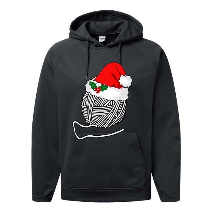 Yarn Ball Santa Knitting Christmas Xmas Hat Performance Fleece Hoodie