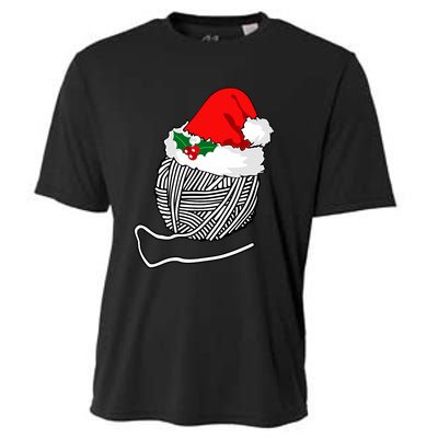 Yarn Ball Santa Knitting Christmas Xmas Hat Cooling Performance Crew T-Shirt