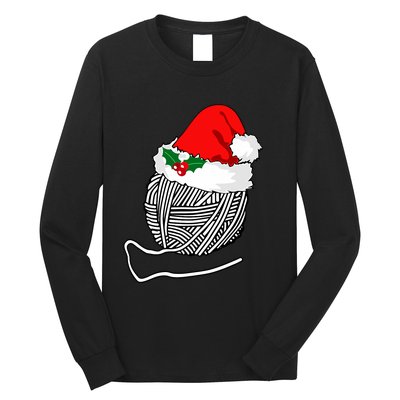 Yarn Ball Santa Knitting Christmas Xmas Hat Long Sleeve Shirt