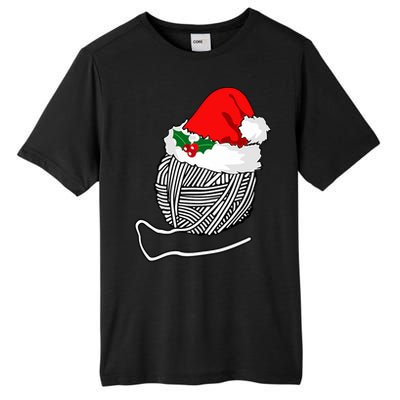 Yarn Ball Santa Knitting Christmas Xmas Hat Tall Fusion ChromaSoft Performance T-Shirt