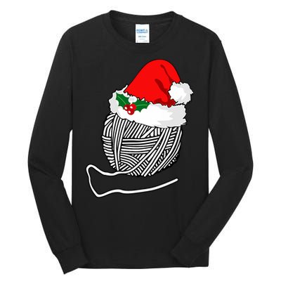 Yarn Ball Santa Knitting Christmas Xmas Hat Tall Long Sleeve T-Shirt