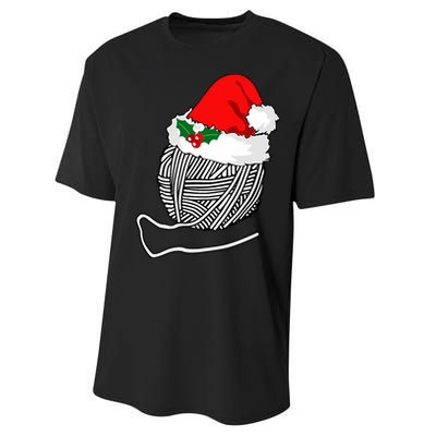 Yarn Ball Santa Knitting Christmas Xmas Hat Performance Sprint T-Shirt