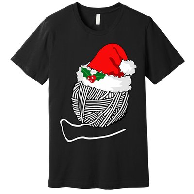 Yarn Ball Santa Knitting Christmas Xmas Hat Premium T-Shirt