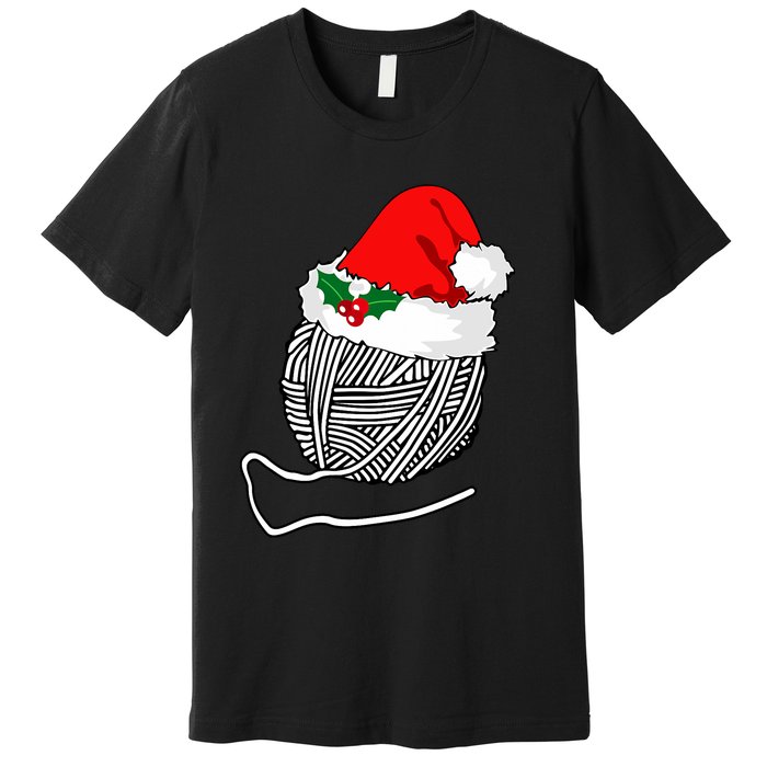 Yarn Ball Santa Knitting Christmas Xmas Hat Premium T-Shirt