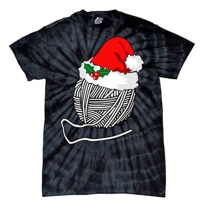 Yarn Ball Santa Knitting Christmas Xmas Hat Tie-Dye T-Shirt