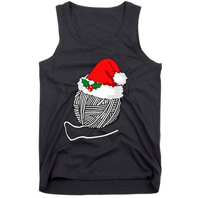 Yarn Ball Santa Knitting Christmas Xmas Hat Tank Top