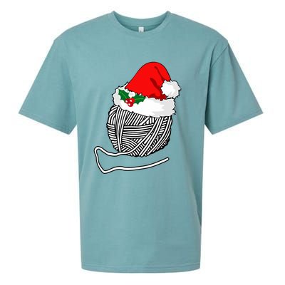 Yarn Ball Santa Knitting Christmas Xmas Hat Sueded Cloud Jersey T-Shirt